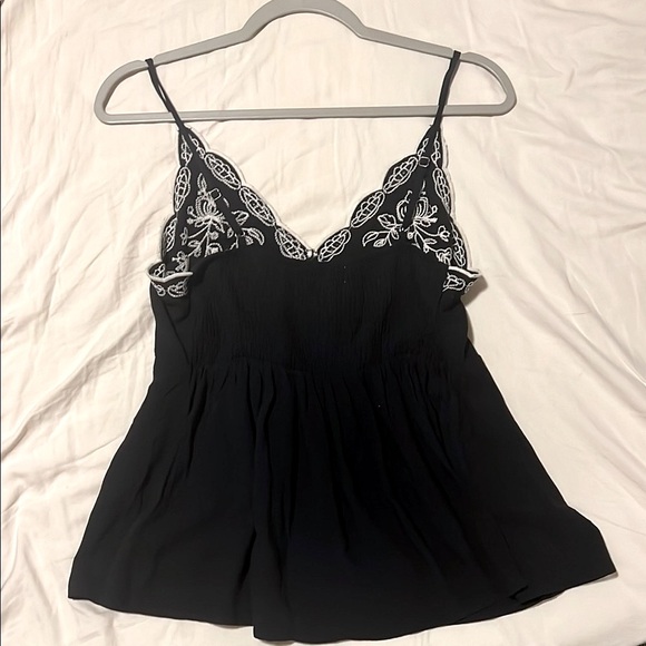 Black Embroidered Spaghetti Strap Top - Picture 4 of 4